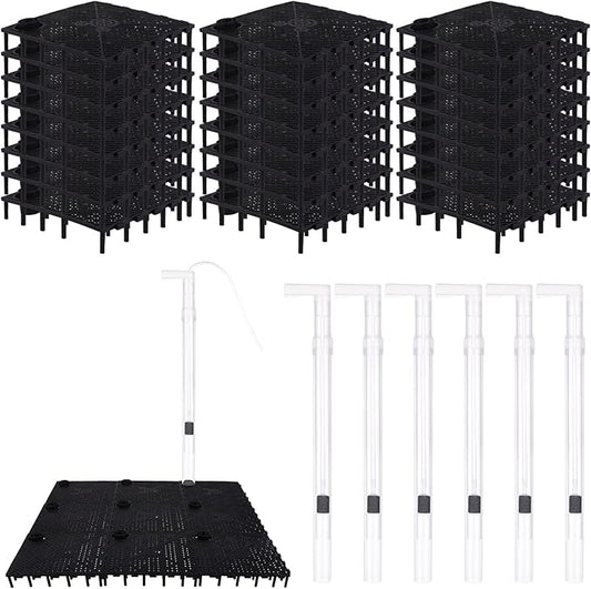 24pcs Undergravel Filter Aquarium Divider Tank (5.7'' x 5.7'') Under Gravel System for Clean Water with 6 Uplift Tube for Fish Tank Separation Bottom Filtration & DIY Aquascaping