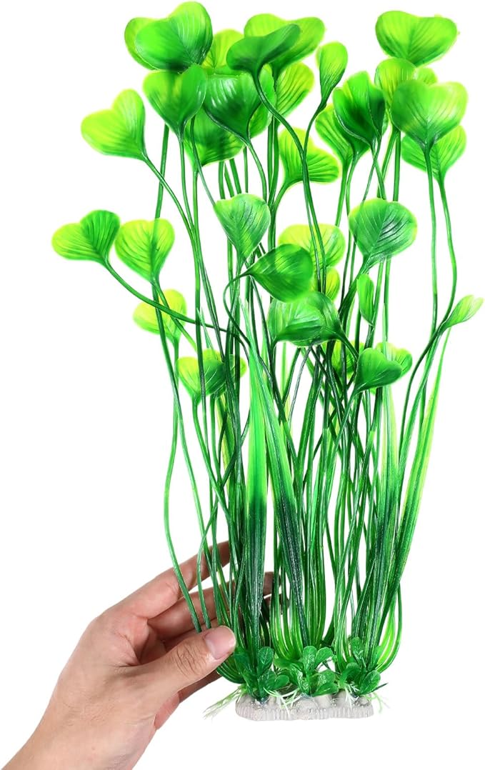 1 Pack Tall Aquarium Plants Plastic Realistic 15.35 Inches Aquarium Plants with Weighted Base Artificial Green Fish Tank Decor for Fish Tanks Aquascaping