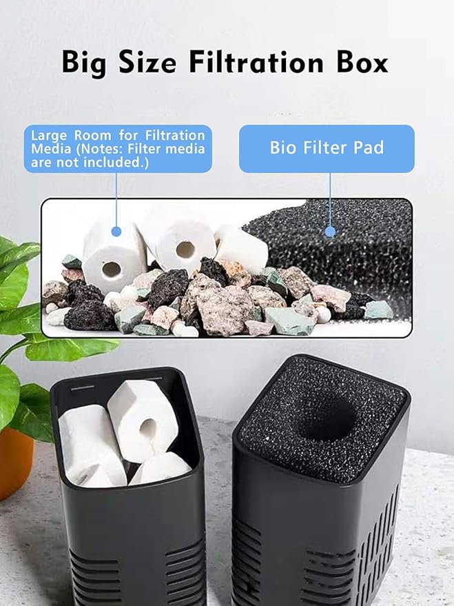300 GPH Submersible Aquarium Internal Filter Pump for (40 to 150 Gal) Fish and Turtle Tank and Pond with Chemical, Physical, and Biological Filtration, Black, 20240326-1