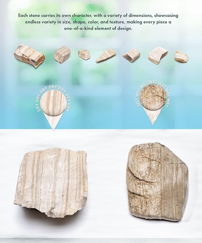SubstrateSource Natural Aquarium Stones - Light Greyish Cream w/Layered Folds, Smooth Surface, Freshwater Aquascaping Rocks, Shrimp & Betta Fish Tank Decor, Canyon/Valley Layouts - Gobi Desert, 10 LB