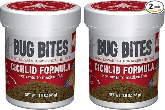 Fluval Bug Bites Cichlid Fish Food, Granules for Small to Medium Sized Fish, 1.59 oz., A6580 (Pack of 2)