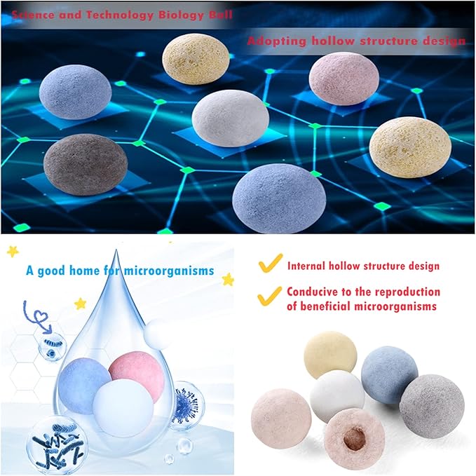 Aquarium Filter Media | Hollow Colorful Ceramic Bio Balls | High Surface Area Bio Media | 500g
