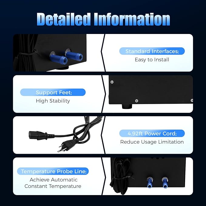 15.85Gal Aquarium Chiller, 110V 200W Cooling Machine with Temperature Probe Line, 60L Fish Tank Cooler Aquarium Water Chiller -58-230℉ Temp Adjustable for Fish Tank Axolotl Coral Reef Tank