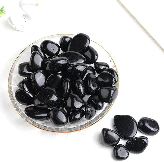 1PC Natural Crystal Amethyst Rose Quartz Gravel Irregular Polishing Minerals Specimen Stone Aquarium Home Decor,Obsidian,50g