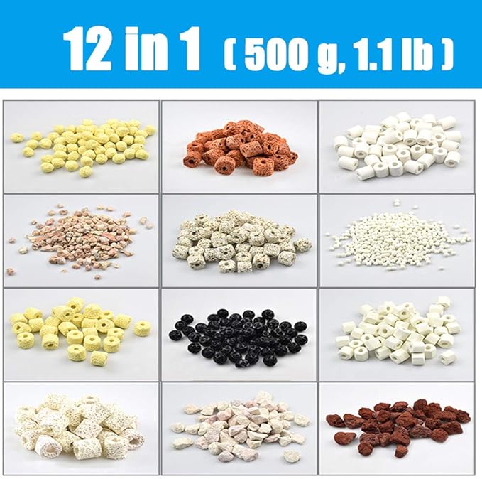 500g Bio Balls Ceramic Rings Set, Aquarium Biological Filter Media for Fish Tank and Pond, Fish Tank Filter, Decorations, Accessories (500g, 1.1lb)