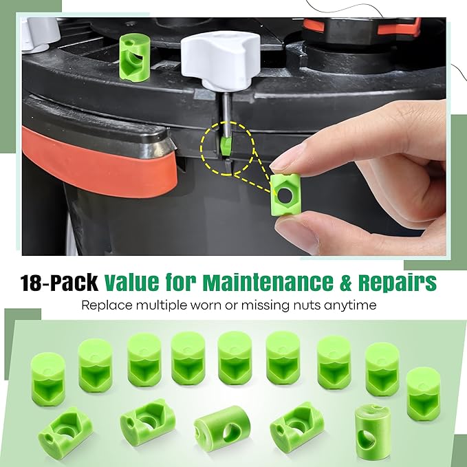 18 Pack Lid Fastener Barrel Nut Compatible with Fluval FX6 FX5 FX4 FX2 Canister Filter, Aquarium Filter Lid Fastener Replacement Part, Lock Nut Clamp Accessories (Barrels Only) (Green)