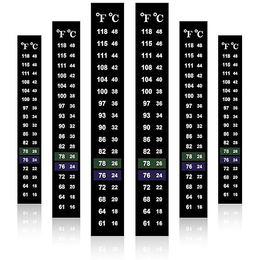 Zonon 24 Pcs Stick on Thermometer Strip for Brewing Fermenting Temperature Sticker Decal Crystal Adhesive 61-118 °f (16-48 °c) Digital Display Sticker for Wine Beer Aquariums