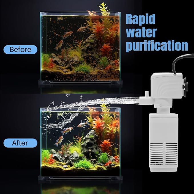 Aquarium Filter - Fish Tank/Turtle Tank Pumps & Filters for 50 to 150 Gallon Tank, Adjustable Oxygenation Amount and Direction (20W for 50~150 Gallon (Medium Sized ）)