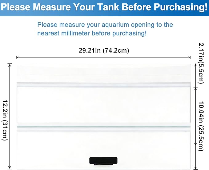29.21 x 11.69 x 0.16in Glass Canopy, Clear Tempered Aquarium Fish Tank Hoods, FITS for Most 20Long/29 Gallon Fish Tanks (Aqueon, Marine Land & Perfecto)
