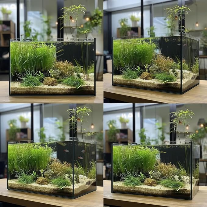 3 Gallon Glass Fish Tank Cube, Small Aquarium Fish Bowl for Betta Goldfish Snails Shrimp Aquatic Planting, Easy to Maintain Ultra Clear Rimless Design for Desktop Small Spaces