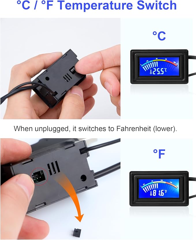 KEYNICE Digital Thermometer, Aquarium Thermometer, Digital Temperature Gauge, Temperature Monitor with Sensor, USB Power Supply, ℉ and ℃ Switchable, LCD Display, USB Thermometer Indoor Outdoor