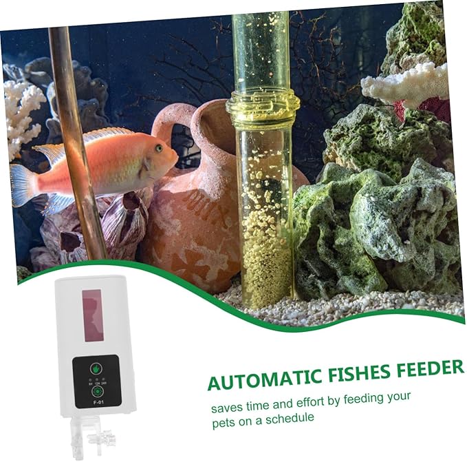LIOOBO Automatic Fish Feeder for Aquarium and Turtle with Intelligent Timer Fish Tank Feeding Tool for Vacation and Daily Use Aquarium Supplies Battery Not Included