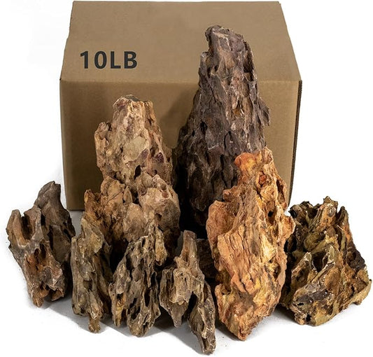 Dragon Rocks Aquariums Stones Natural Rocks for Aquascaping, Aquariums, Terrariums, Vivariums Decorative Stone,Reptile Enclosures,Paludariums,and Gardens-10lb（2 to 7 inch）