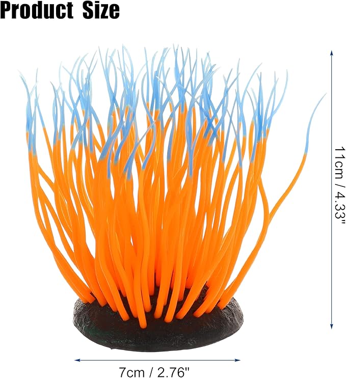 VOCOSTE Soft Silicone Glowing Aquarium Simulation Coral 4.33", Fluorescence Floating Aquatic Artificial Coral for Fish Tank Decoration, Orange