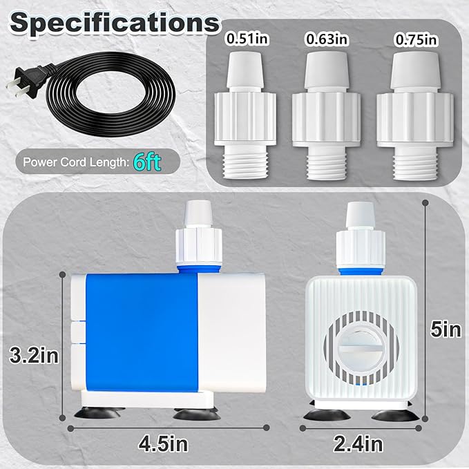 SongLong Submersible Pump 530GPH (2000 L/H 35W) Ultra Quiet with Over Heating Protection 6.5ft High Lift for Fountains, Hydroponics, Ponds, Aquariums & More……