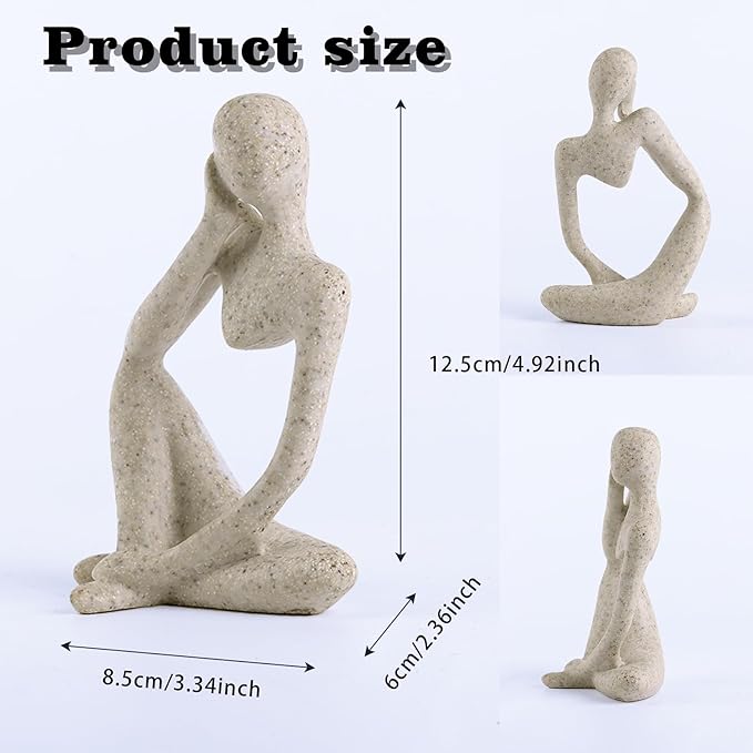 Fish Aquarium Decor Ornaments Sandstone Thinker Statue Minimalist Fish Tank Decorations Small Accessories Resin Abstract Home Decor Fish Toy for Betta Cichlid Goldfish Shrimps Hermit Crabs Turtle