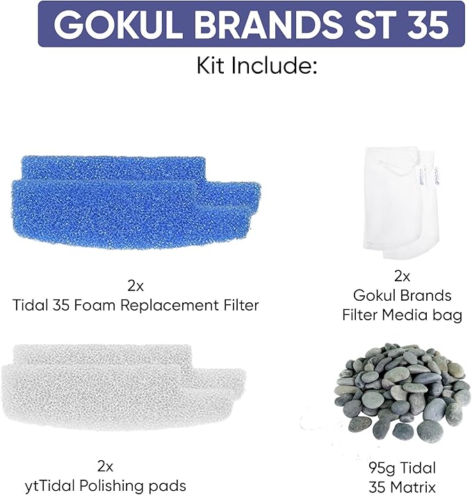 Tidal 35 Filter Maintenance and Replacement Filter Media Kit, Including Aquarium Filter Media Bags (Tidal 35 Polishing Pads, Tidal 35 Foam Filter Sponge, Tidal 35 Matrix Bio Media)