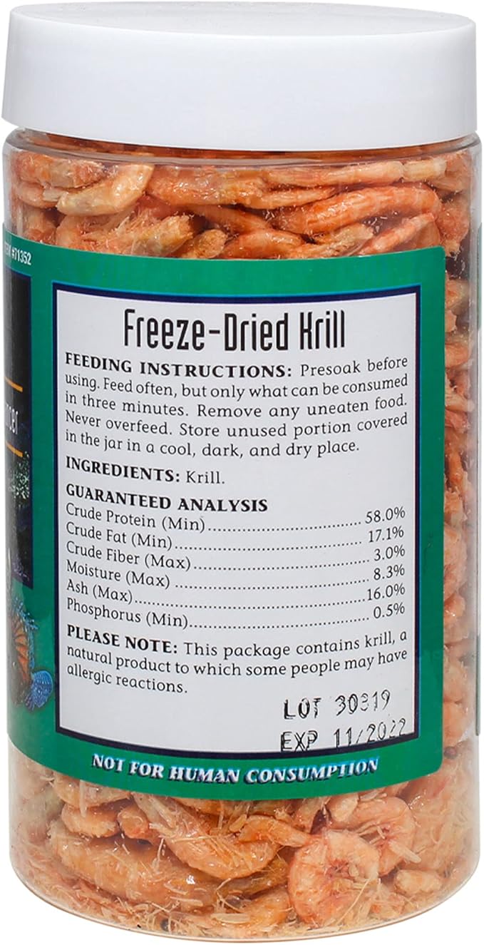 San Francisco Bay Brand Freeze Dried Krill Fish Food - All-Natural, Sustainably Harvested, High Protein Dried Shrimp for Freshwater and Saltwater Carnivores, Koi, Cichlids, Turtles - 1.27 oz (36g)