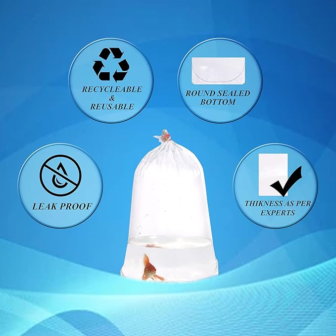Fishery Bags 4 Inches Leak Proof Rounded Bottom Clear Plastic Fish Bags for Shrimps and Betta Fish Transport. (4" x 12" / 1000 Pack / 3 Mil)