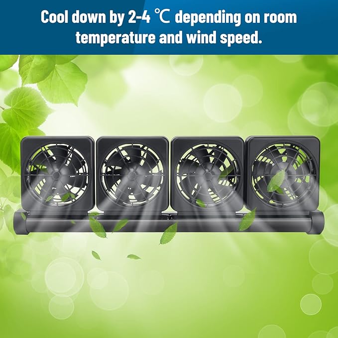 Aquarium Fan 2 3 4 Heads, Aquarium Chillers Cooling Fan Adjustable Fish Tank Cooling Fan with 2 Wind Speed Fan for Water Tank, Aquarium Tank Chiller (4 Head)