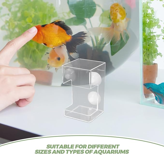 Happyyami Automatic Acrylic Fish Tank Feeder Tube with Sinking Design Anti-Scatter Floating Dish Holder for Aquarium Feeding Supplies