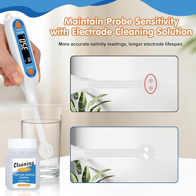 YINMIK Food Salinity Meter Salt Meter, Digital Salt Tester for Food, Food Sodium Tester, Sodium Checker at Home with 3 Salt Modes - PPT% SG, Portable Sodium Chloride Reader, Sodium Tester for Water