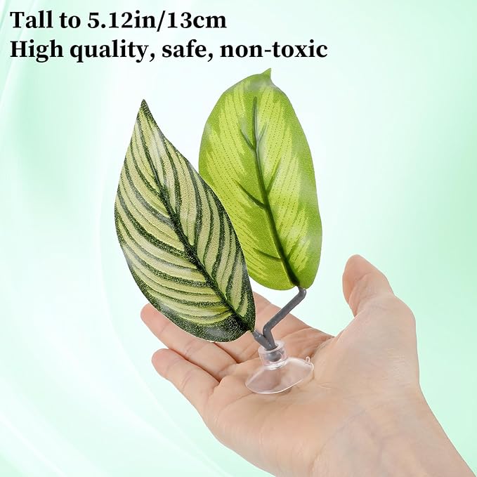 5 Pcs Fish Tank Accessories Aquarium Shrimp Hideout Betta Toys Betta Leaf Hammock Toys Set Plastic Aquarium Plants that Won’T Damage Fishtail Hideout with Spare Suction Cup for Smallfish