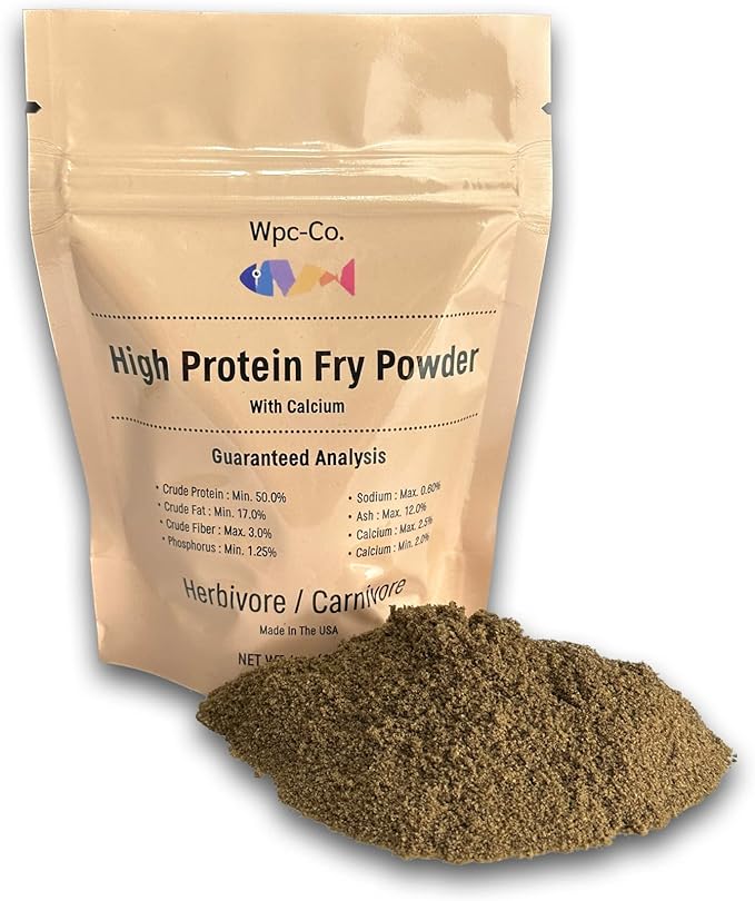 Wpc-Co. Baby Fish Food - Aquarium Fish Fry Food High in Protein - Tropical Fry Food with Calcium - Powdered Food for Omnivore and Carnivore Newborn Fish, Shrimp and Snails