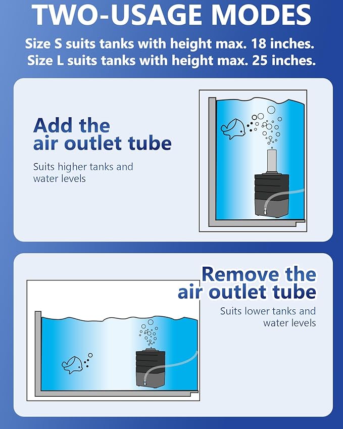 Moonorange Aquarium Bio Sponge Filter, Super-Quiet Submersible Fish Tank Foam Filter with 1 Spare Sponge, Suits Tanks Within 20 Gallon(S)