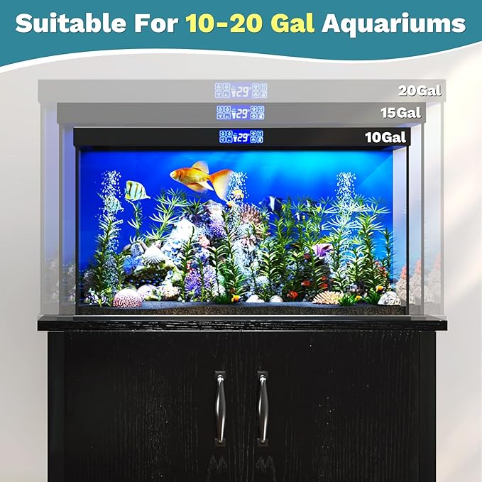 TC-HOMENY 10-20 Gallon Fish Tank Stand, Aquarium Stand with Power Outlets, 700LBS Capacity, Fish Tank Table with Storage Cabinet, Aquarium Table for Reptile Terrarium Stand (23.5" x 12" x 31.5'')
