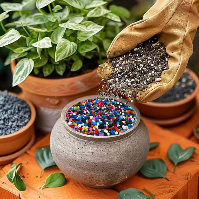 HappyFiller Mix Colored & Black Pea Gravel,Colorful Pearlized Stones for Succulent Cactus Aloe Plants, Bonsai Soil Cover,Terrarium Fairy Garden Landscape,Vase Fillers,Fish Bowl,Home Decor,3-6mm