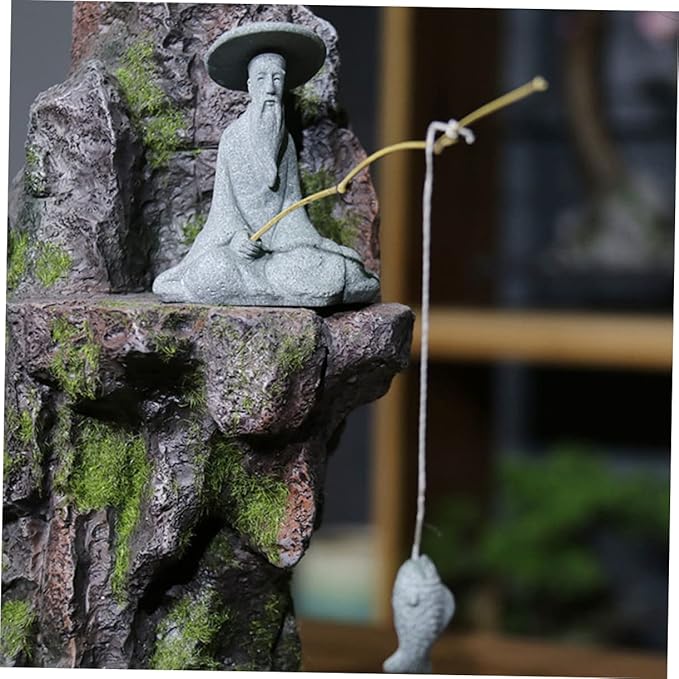 YARNOW 1 Set Fisherman Statue Asian Decorations Fishing Decor Fishing Accessories Fisherman Fish Tank Sand Garden Accessories Boat Fish Tank Rockery Ornament ation