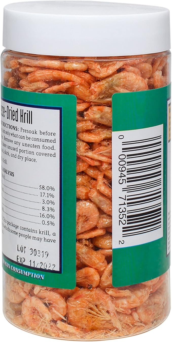 San Francisco Bay Brand Freeze Dried Krill Fish Food - All-Natural, Sustainably Harvested, High Protein Dried Shrimp for Freshwater and Saltwater Carnivores, Koi, Cichlids, Turtles - 1.27 oz (36g)