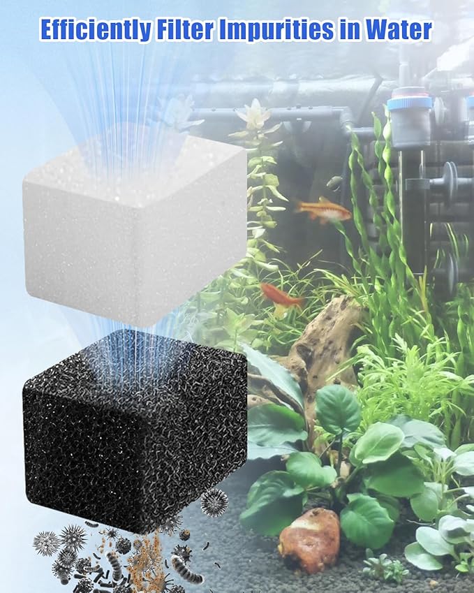 OCHIKI 4 Sets Aquarium Tank Filter Maintenance Kit Fit for AquaClear 20, Three-Stage Filtration Tank Carbon Filter & Foam Filter & Ceramic Rings & Bags for 5 to 20 Gallon Aquariums