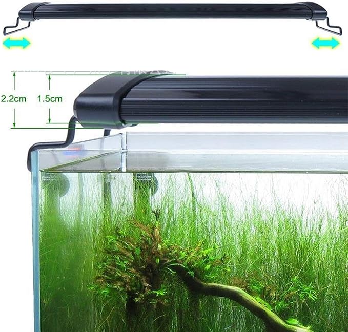 LED Full Spectrum Aquarium Lights, Fish Tank Light with Extendable Brackets for Planted Tanks with 2-Channel Control, Blue White LEDs Aquarium Light for Freshwater Fish Tank