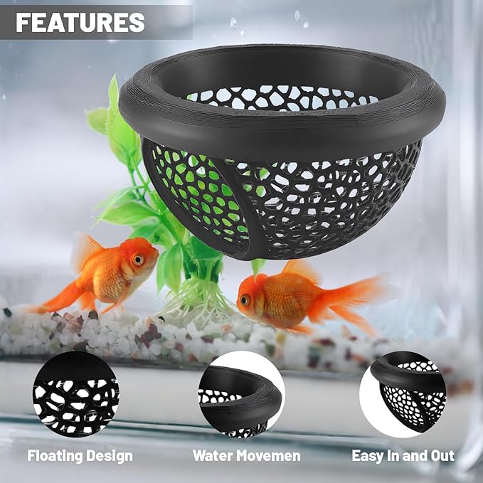Floating Betta Hammock & Shrimp Shelter – 3D Printed Aquarium Decor with Feeding Ring, Safe Resting Spot for Betta Fish, Shrimp and Small Fish（Black）