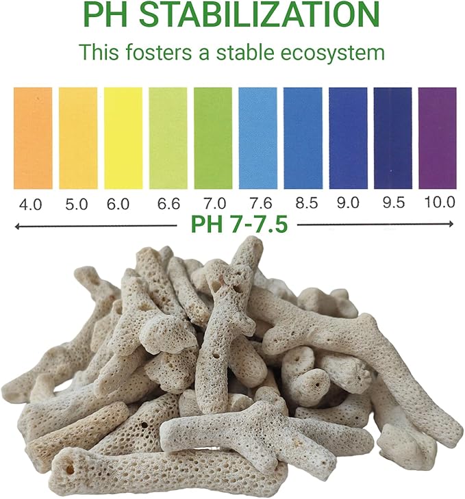 1.1lb/500g Crushed Coral, Natural Fish Tank Crushed Coral, Crushed Coral Filter for Freshwater Aquarium Ph Aquarium Bio Filter Media Bag Reusable Aquarium Filter