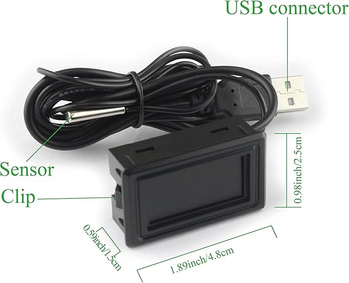 KEYNICE Digital Thermometer, Aquarium Thermometer, Digital Temperature Gauge, Temperature Monitor with Sensor, USB Power Supply, ℉ and ℃ Switchable, LCD Display, USB Thermometer Indoor Outdoor