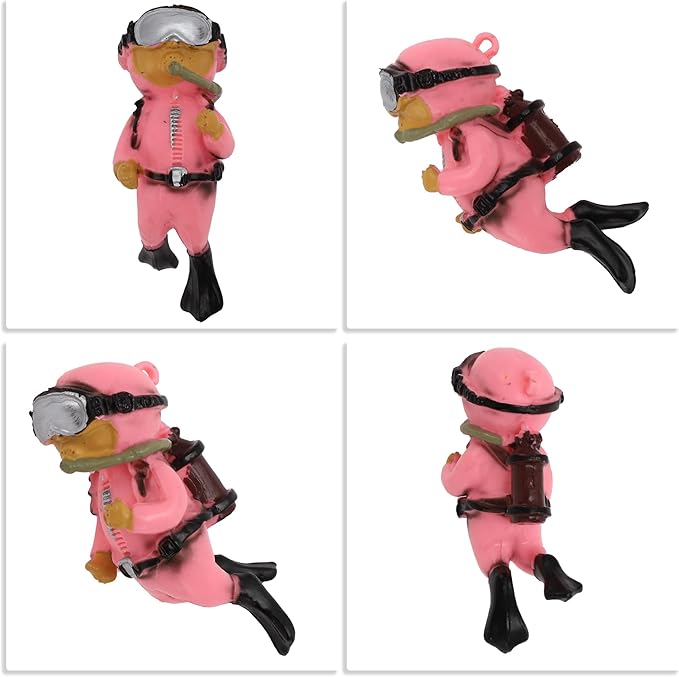 Diver Aquarium Decorations, Floating Diver Fish Tank Decorations, Floating Cartoon Diver Decor, Fun Floating Fish Decoration, PVC Diver Decoration, Pink, 1 Set