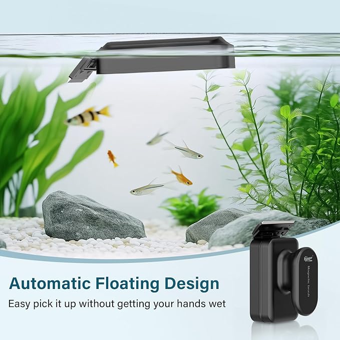 hygger Aquarium Magnetic Glass Clean Tool, Algae Scraper for 0.6 Inch Thick Fish Tank Floating Scrubber Brush with Two Detachable Blades