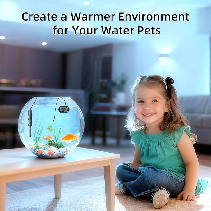 HiTauing Aquarium Heater 25W/50W/100W/200W/300W, Adjustable Knob Fish Tank Heater with Digital Thermometer, Submersible Betta/Turtle Tank Heater for Freshwater and Saltwater Tanks