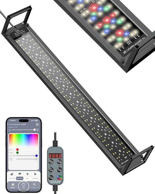 Pawfly Aquarium Light for Plants, 24 W Bluetooth Fish Tank Light, Full Spectrum Aquarium Lights for 30"-36" Fish Tanks, Extendable 24/7 LED Lights with Timer Modes & Adjustable Brightness