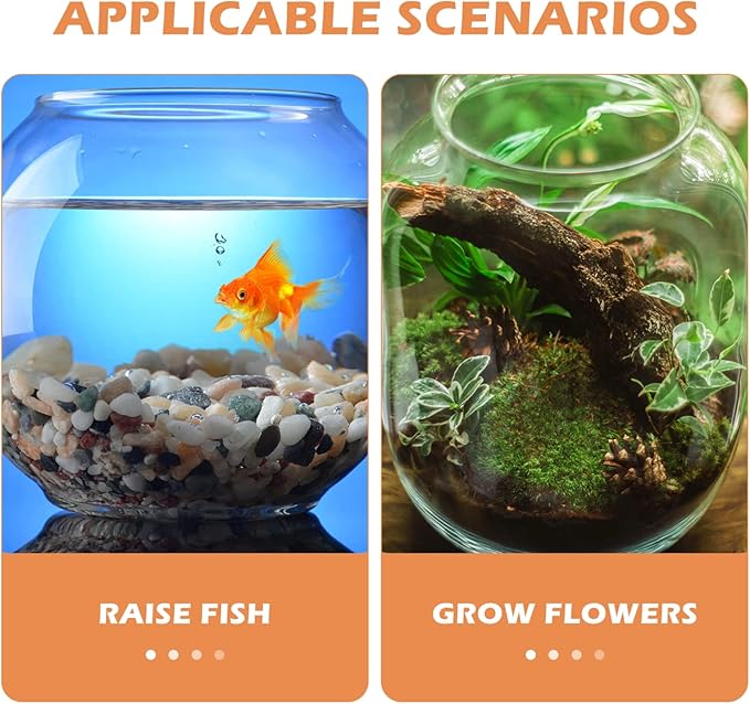 Ipetboom Glass Vase Desk Fish Tank, 1 Pc Round Fish Bowl Clear Small Fish Tank Desktop Fish Bowl Transparent Small Aquarium