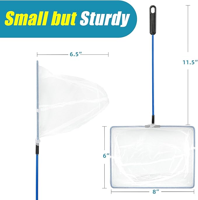 AQUANEAT Aquarium Fish Net, Small Fish Tank Cleaning Net, Food Wastes Skimmer for Small Ponds and Pools