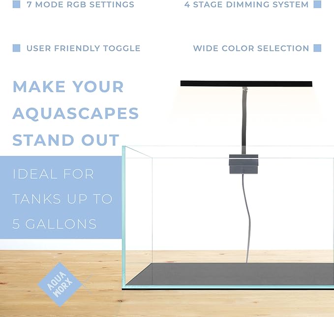 Aqua Worx EOS LED Aquarium Light - Adjustable Gooseneck With 7-Mode RGB Settings - Ideal for Planted Tanks, Fish Tanks, Nano Aquariums - N5 RGB