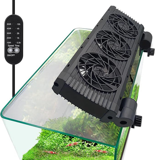 Upgrade Aquarium Fan with Memory Function,Fish Tank Cooling Fan,Aquarium Cooler Water Chiller for Axolotl Betta Fish Accessories with Adjustable Speed and Timer(3 fan)