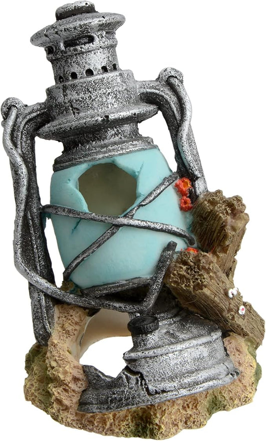 Saim Aquarium Ornament Realistic Hollow Hole Kerosenes Lamp Fish Tank Decoration for Betta Goldfish, Cichlid, Shrimp Breeding, Pleco Cave Natural Aquarium Decor