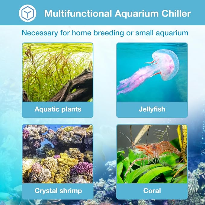 Aquarium Chiller, 79gal 1/3 HP Water Chiller for Cold Plunge, Hydroponic Cooler Fish Tank Cooling System for Axolotl Coral Reef Shrimp with Water Pump and Pipe for Home Use (79gal/300L, 1/3HP)