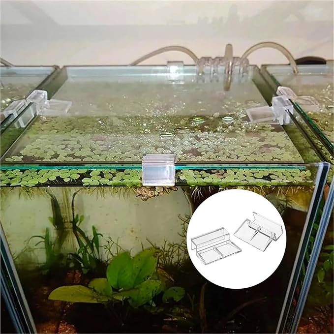 40 Pcs Fish Tank Lid Acrylic Holders – Secure Bracket Support for Rimless Aquarium Glass(Clip Width 10mm)