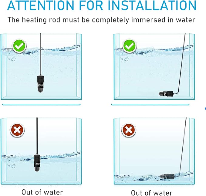 YukiHalu Super Mini Aquarium Heater, 10W 20W 30W Adjustable Fish Tank Heater with External Controller, Overheating Protection, Digital Display, Used for 0.5-3 Gallons(30 watts)